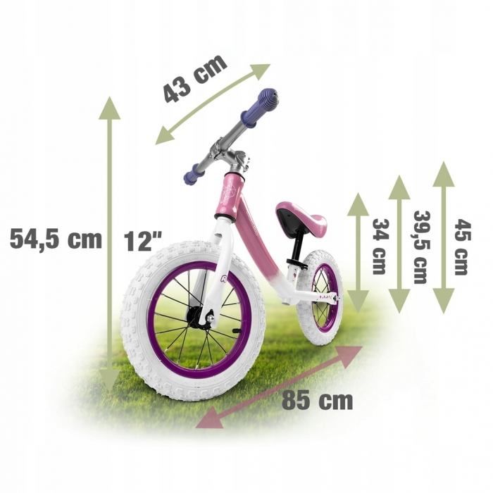Bicicleta fara pedale Ricokids 12" Alb-Roz - imagine 3