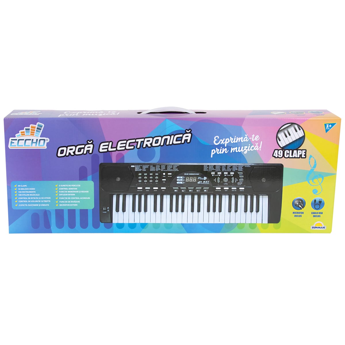 Orgă Eccho 49 clape cu microfon pentru copii