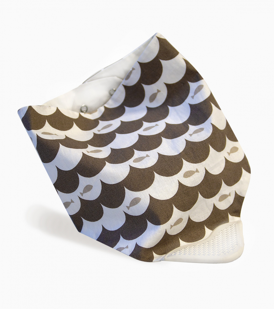 Baveta Bandana BabyJem Beige cu Jucărie Dentition