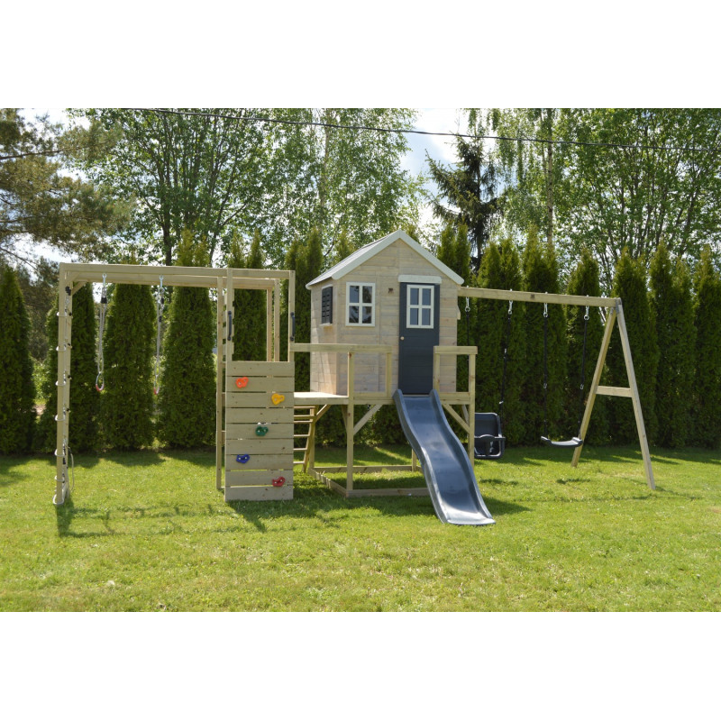 Casuta Gradina Grey Lodge cu Tobogan si Leagan Wendi - imagine 3