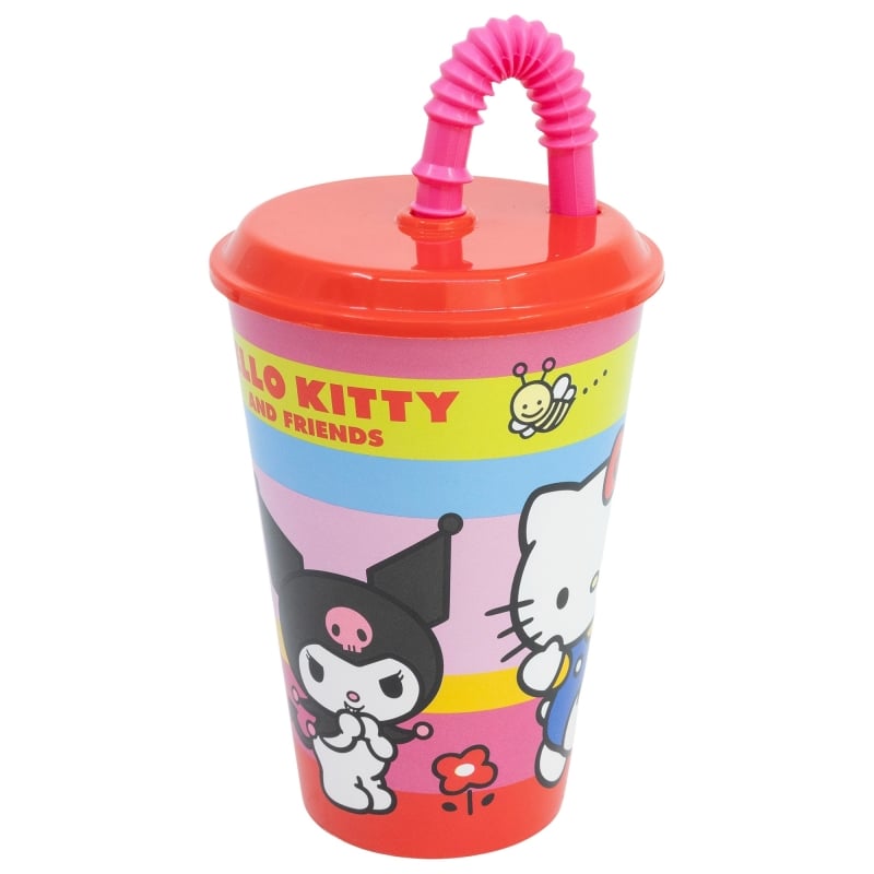 Pahar Hello Kitty Stor cu pai 430ml - Sigur si Practic