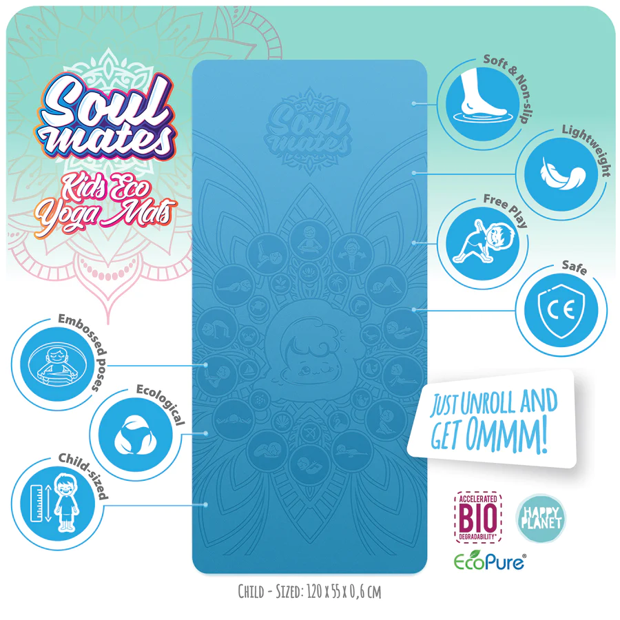 Saltea Yoga Eco Wave Albastră Soul Mates - imagine 2