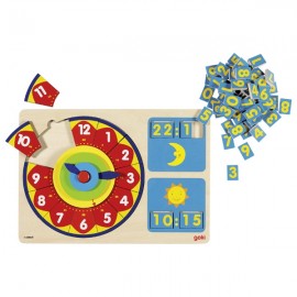 Ceas Puzzle Goki Analog-Digital Lemn - imagine 2