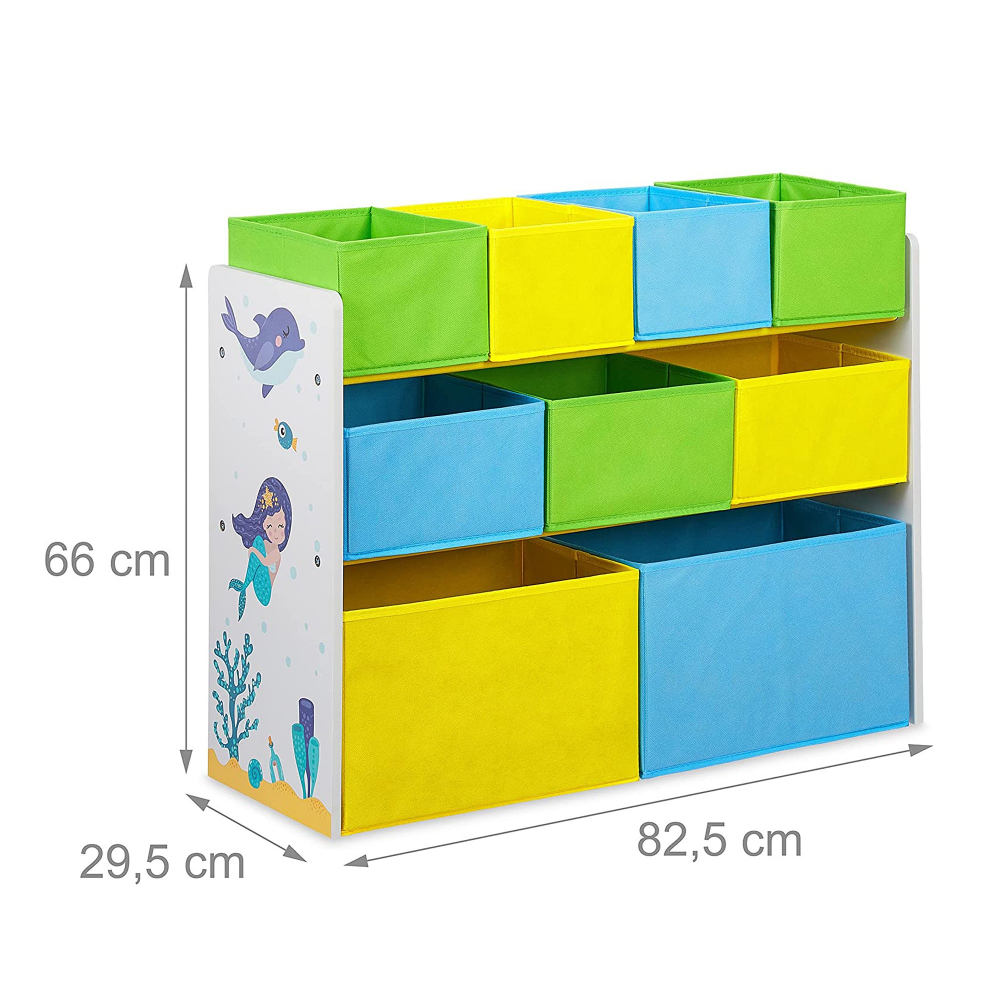 Organizator lemn Ginger Home cu 9 cutii textil Mermaid - imagine 3