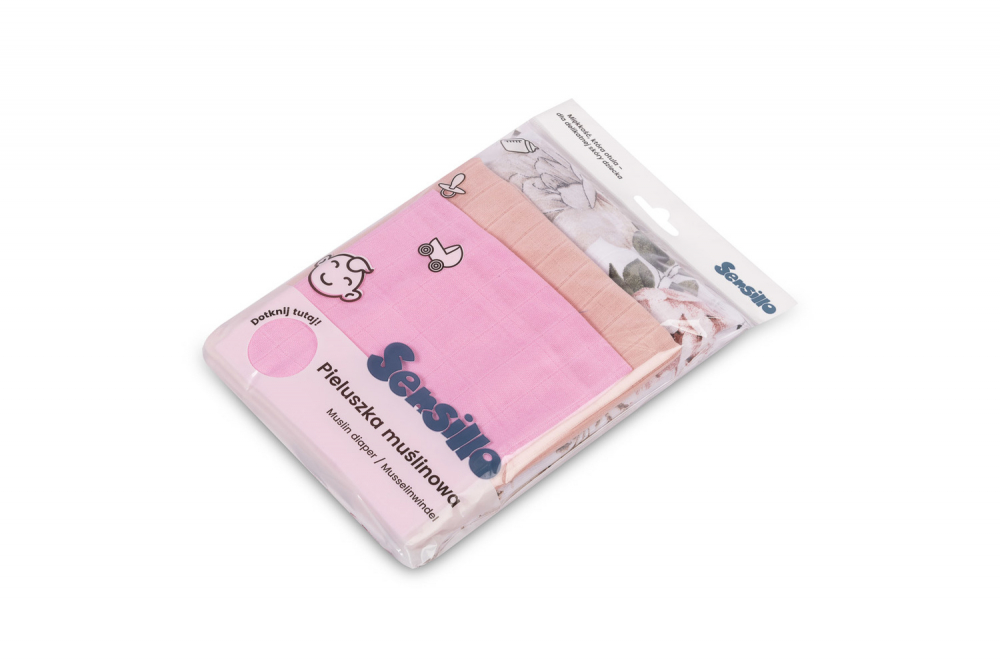Set 3 piese muselina Sensillo Trio Pink - imagine 2