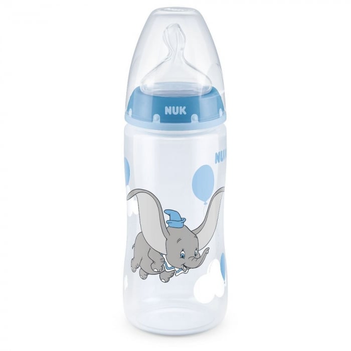 Biberon Nuk Disney Dumbo, 300ml, Control Temp, 6-18 luni