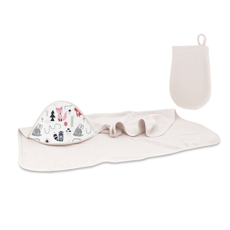 Set MimiNu Prosop cu Glugă Design Fox și Mănușă - imagine 2