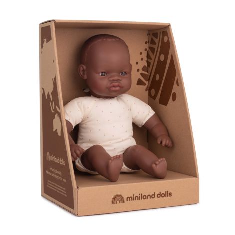 Păpușă Bebeluș African 32 cm Miniland, Corp Moale - imagine 2