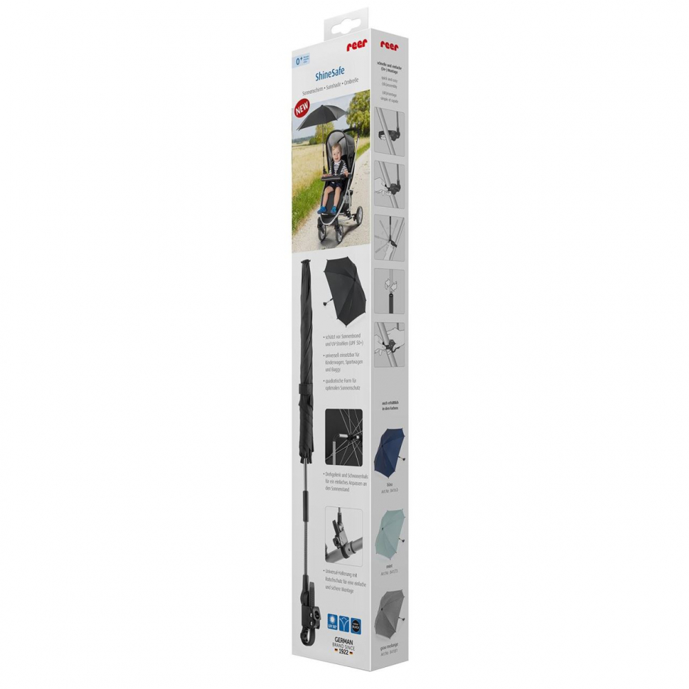 Umbrelă Soare Carucior Reer UV 50+ Negru - imagine 2