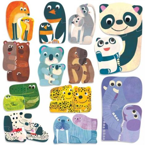 Headu Puzzle Animalute Cu Pui - Joc Educativ Copii