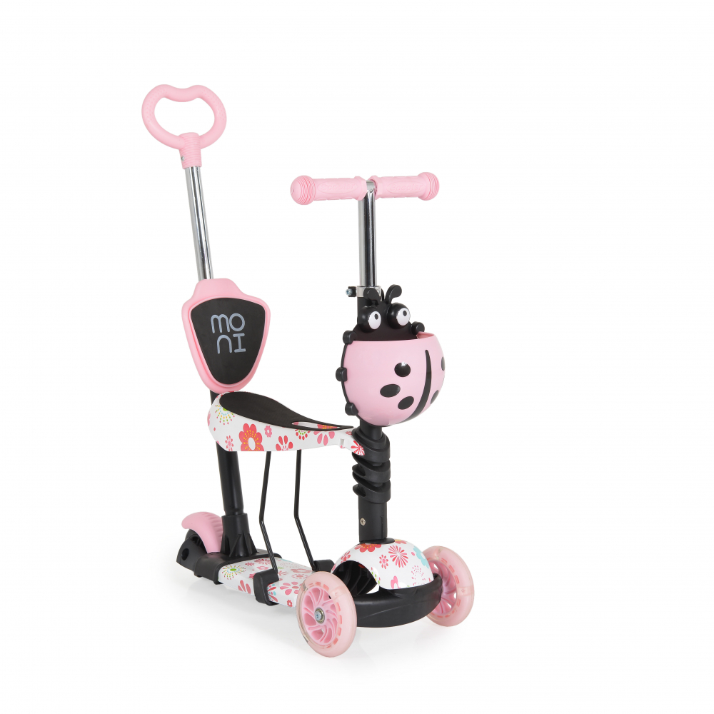 Trotineta 3in1 Moni Lollipop Pink cu Maner Parental - imagine 7