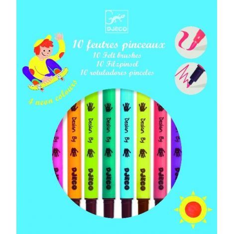 Carioci Pensulă Djeco Pop 10 Culori +6 Ani