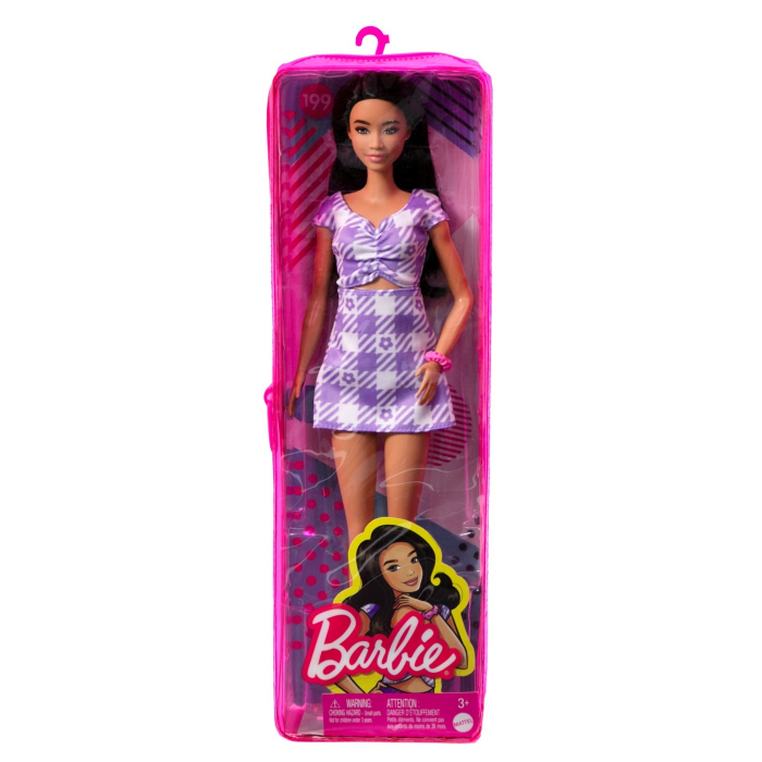 Barbie Fashionista Brunetă Rochie Mov - Joc Creativ