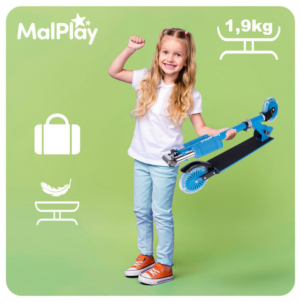 Trotineta Malplay Pliabilă LED Albastră - imagine 4