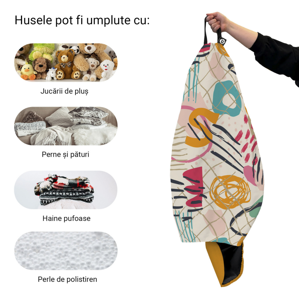Husa Puf Bean Bag Para XL Updeco Abstract
