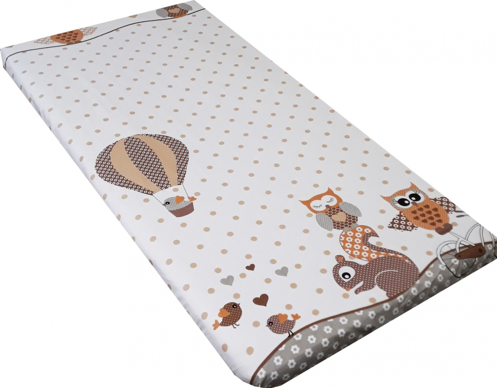 Cearceaf Bumbac Owls Beige Nichiduta