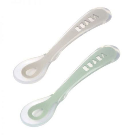 Set 2 lingurițe Beaba Sage Green pentru bebeluși +8 luni - imagine 2