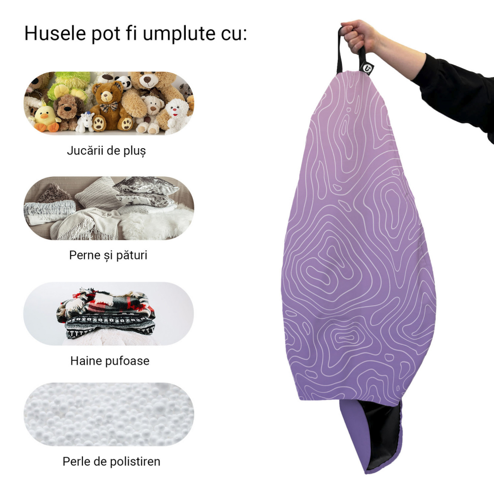 Husă Puf Bean Bag Para XL Mov Topografic | Updeco