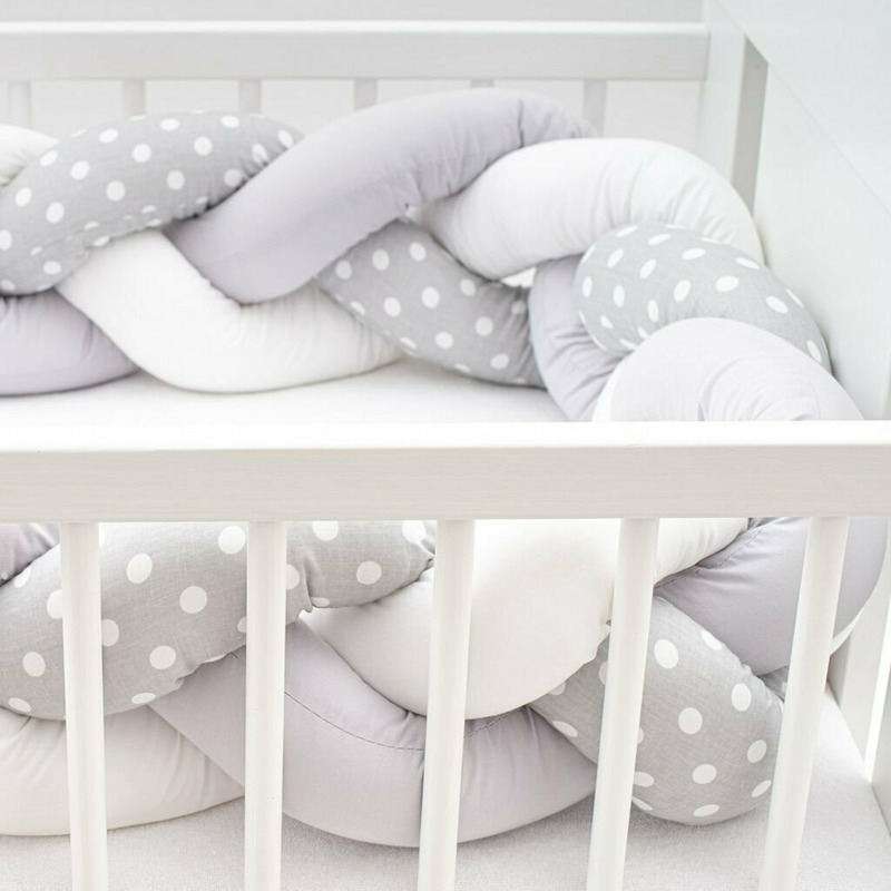 Bumper Impletit New Baby GreyWhite, 225 cm - imagine 3