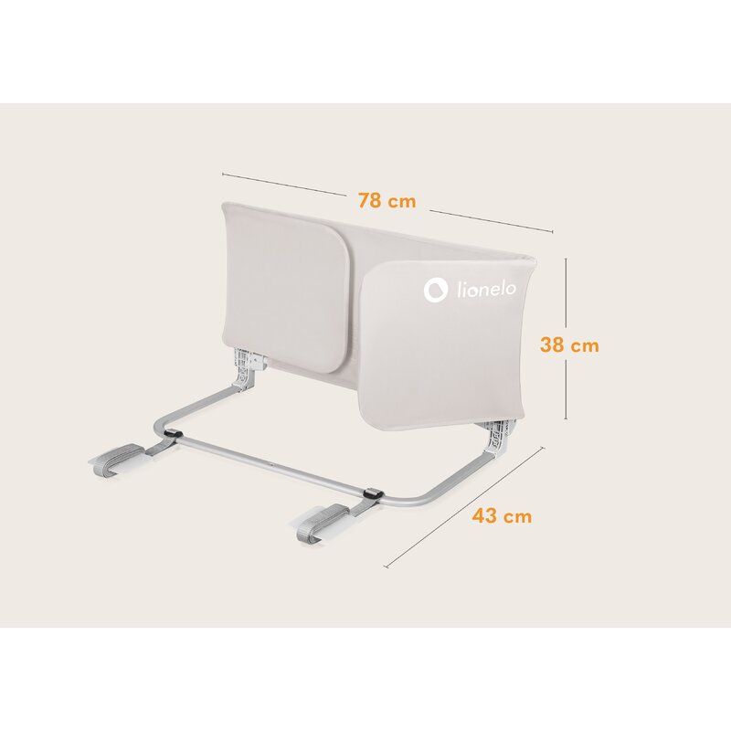 Bariera protectie pat Lionelo Lora XL, 150 cm, Bej - imagine 7