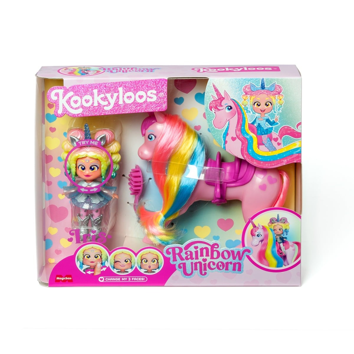 Set Papusa Kookyloos Iris si Rainbow Unicorn