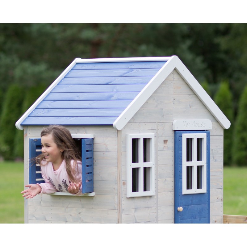 Casuta Gradina Wendi Toys cu Tobogan, Albastru - imagine 6
