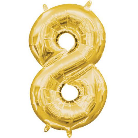 Balon Folie Auriu Cifra 8 Amscan