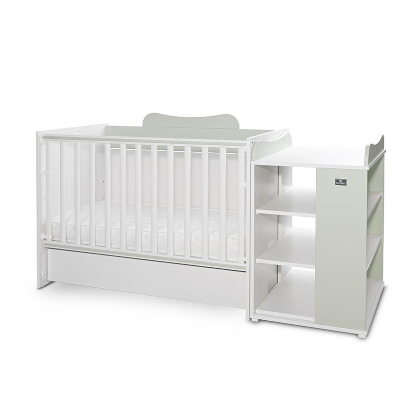 Patut Modular Lorelli, 5 Configurii, Multi White Milky Green - imagine 6
