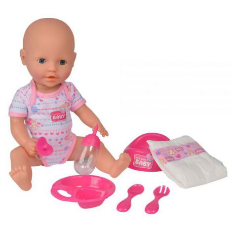 Păpușă Simba New Born Baby 38 cm, Interactivă cu Accesorii - imagine 2