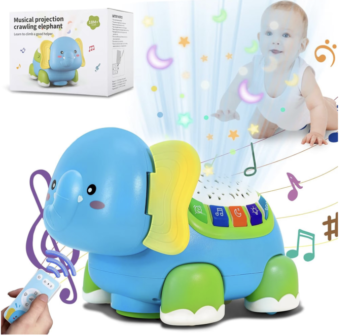 Elefant Muzical Krista cu Proiectie si Telecomanda