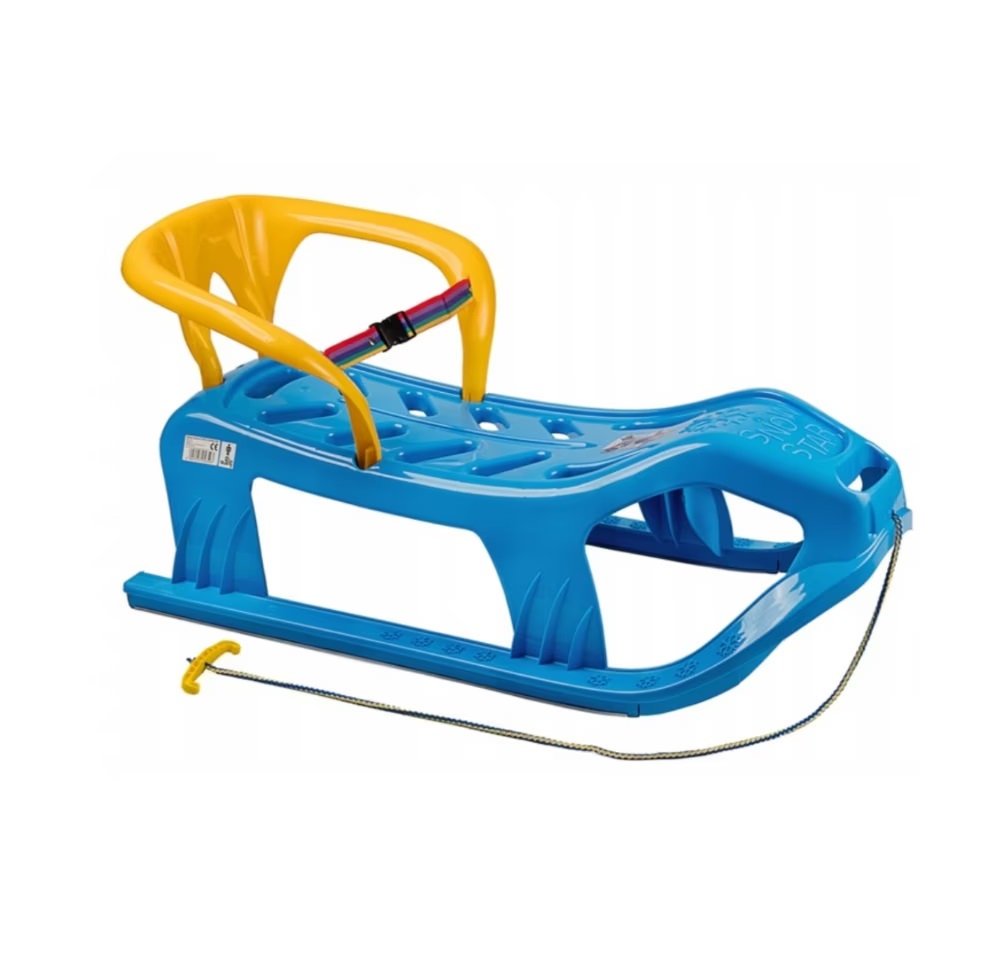Sanie Marmat Snow Star, 90cm, cu Spătar Albastru