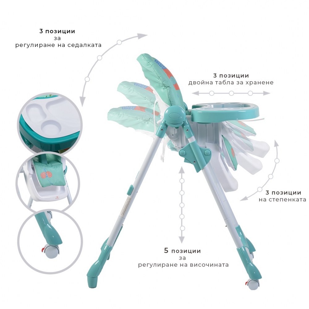 Scaun de masa Moni Kimchi Turquoise, Antiderapant - imagine 5