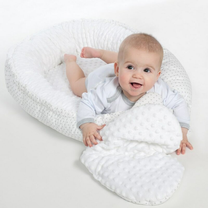 Set Cuib New Baby Minky Heart White - imagine 7