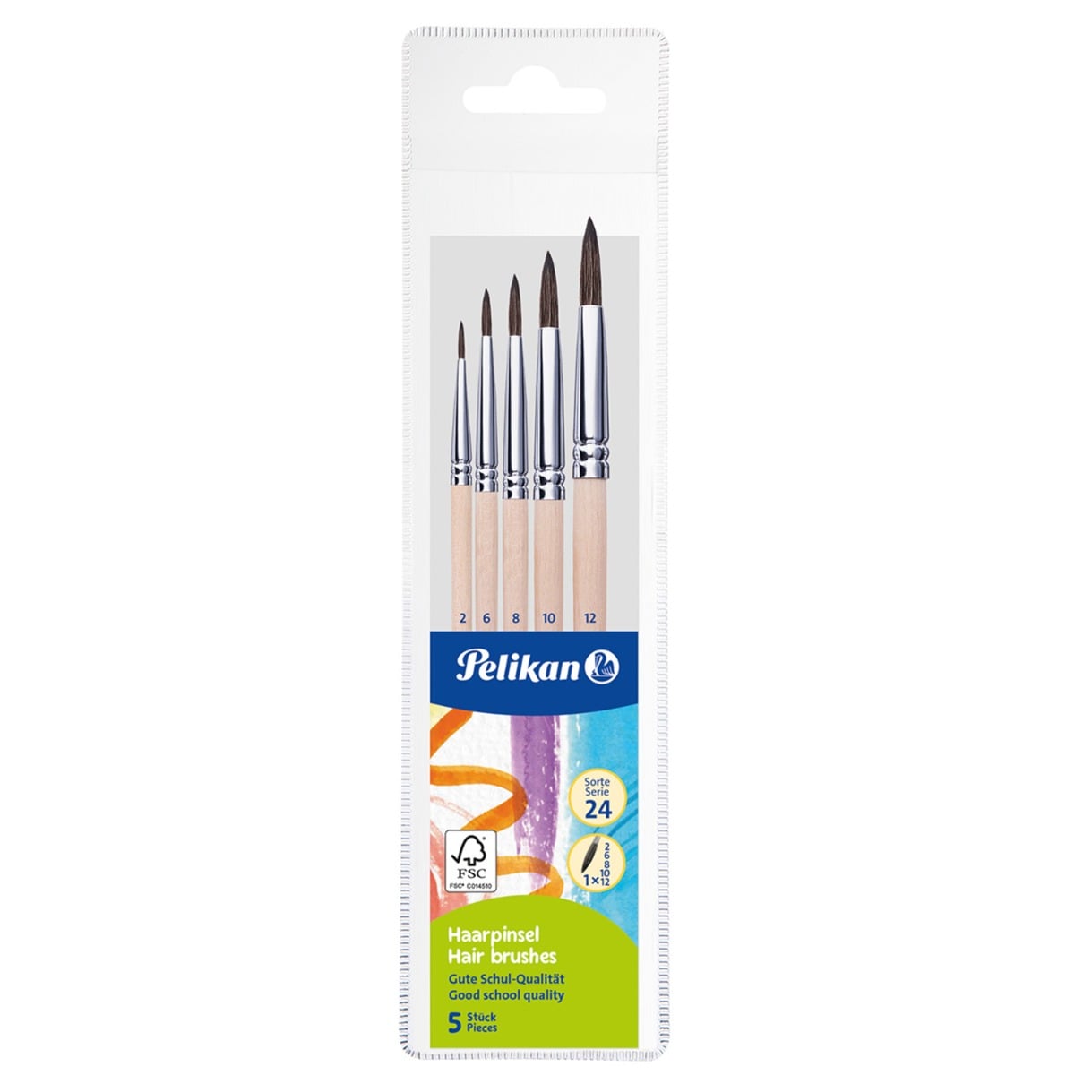 Set 5 Pensule Pelikan Starter, Varf Rotund