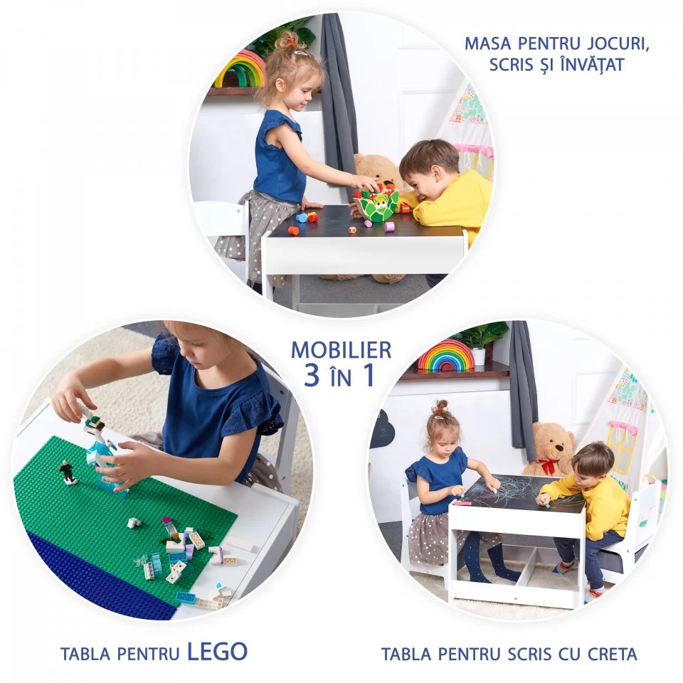 Masa Suporto cu Tabela Lego pentru Copii - imagine 5
