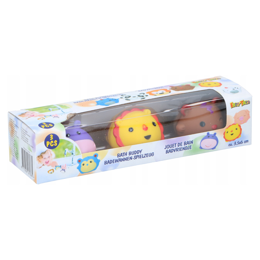 Set 3 jucării de baie Eddy Toys - Hipopotam, Leu, Ursulet