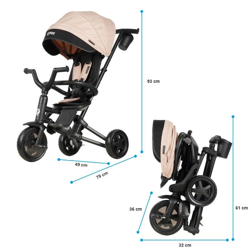 Tricicleta Qplay Nova Niello Bej, Ultrapliabila