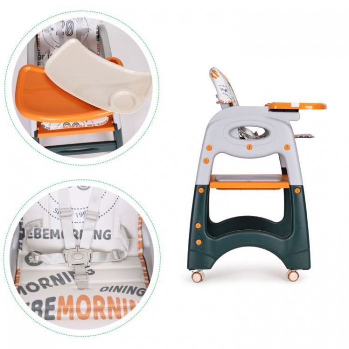 Scaun de masă 2 în 1 Ecotoys Portocaliu - imagine 7