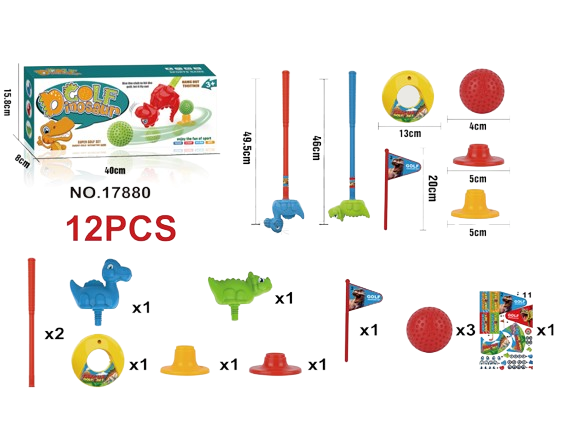 Set Golf Dinozauri Amacs, 12 Piese