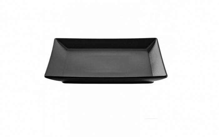 Farfurie patrata Ipec, 26 cm, Negru, Ceramica