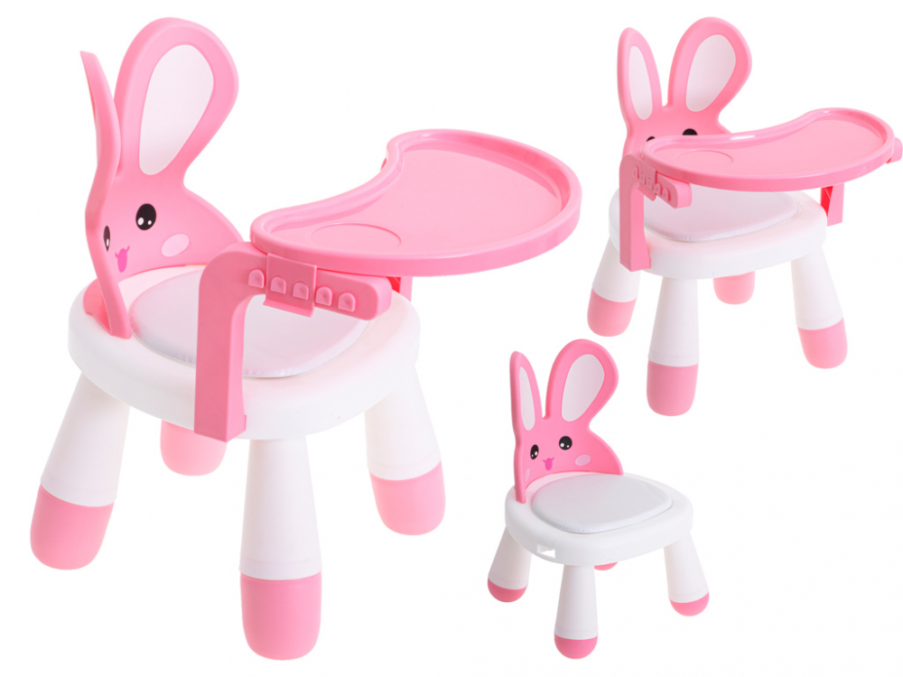 Scaun de masa Ikonka Little Bunny 2in1 Roz - imagine 10