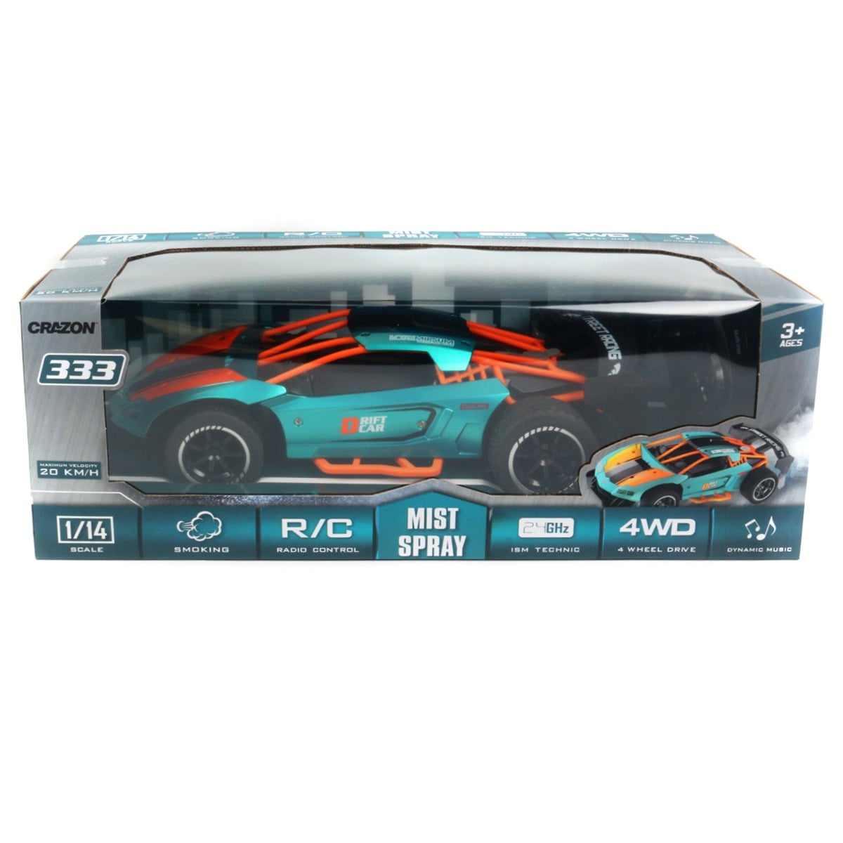 Masina Crazon Mist Spray 1:14, 4WD, Turcoaz