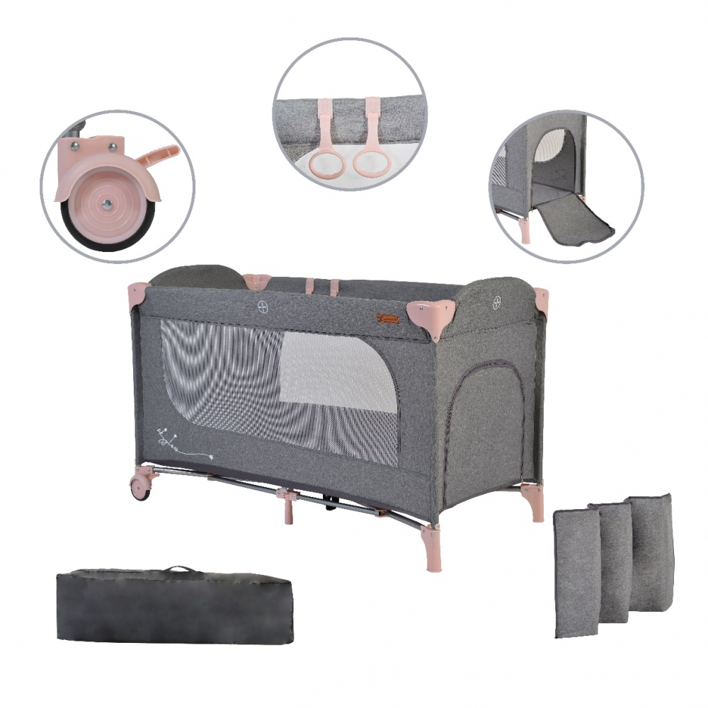 Patut pliabil Cangaroo SkyGlow Pink, 1 nivel - imagine 12