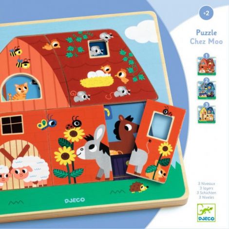 Djeco Puzzle Ferma 3 Straturi Lemn