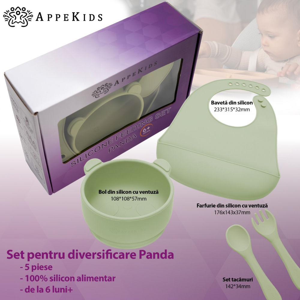 Set Diversificare AppeKids Panda, 5 Piese, Silicon