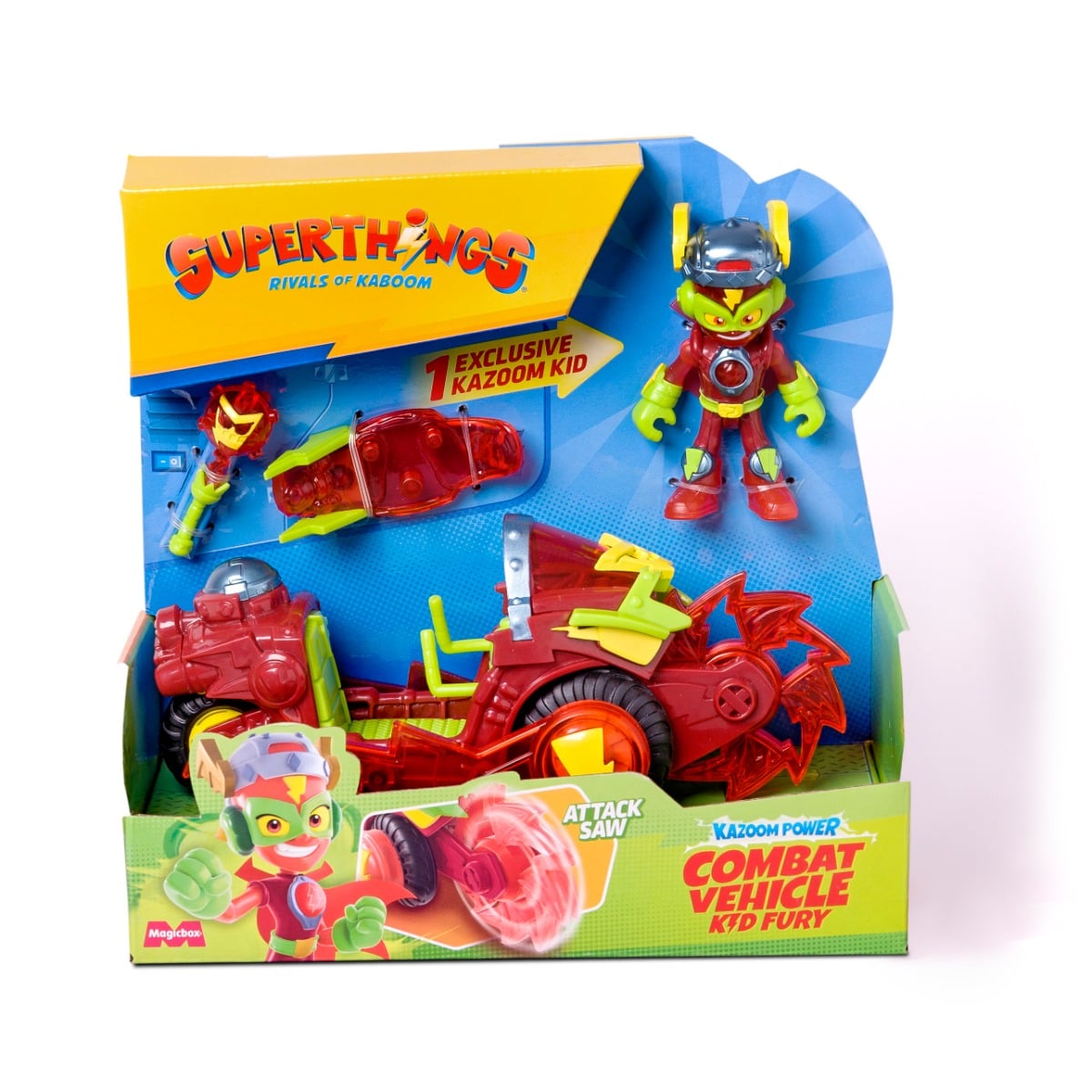 Set Superthings Kid Fury + Vehicul Combat Kazoom Power