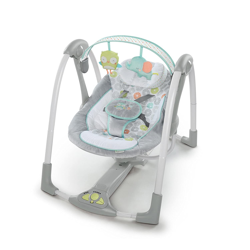 Leagan Portabil Ingenuity Swing n Go Hugs Hoots - imagine 2