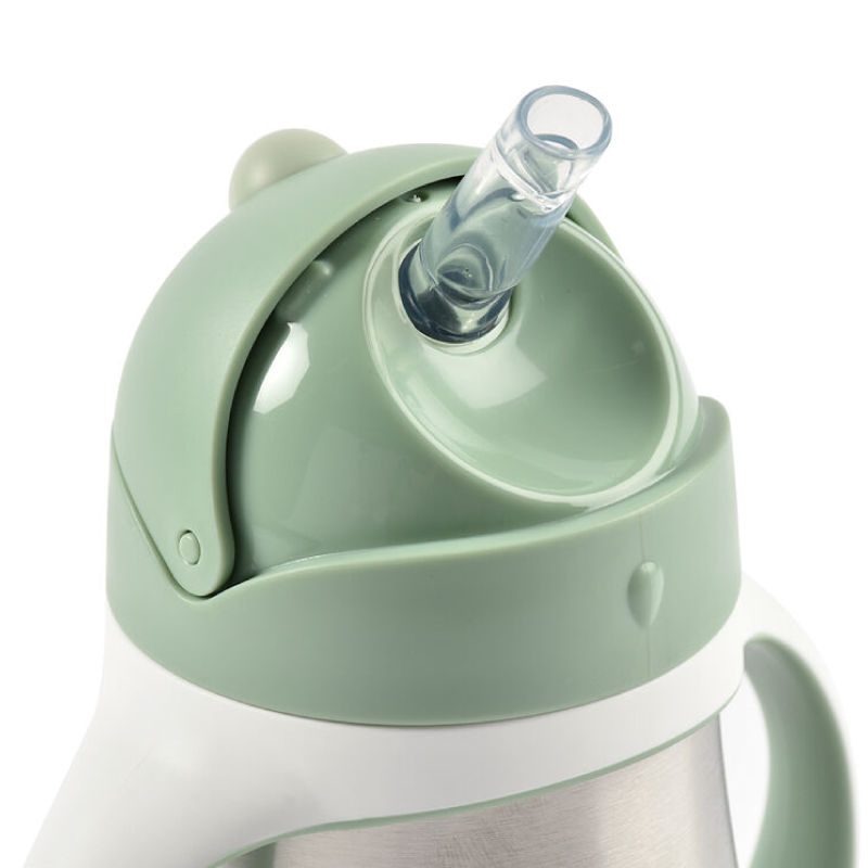 Cana Inox Beaba 250ml Sage Green, 8m+ - imagine 2