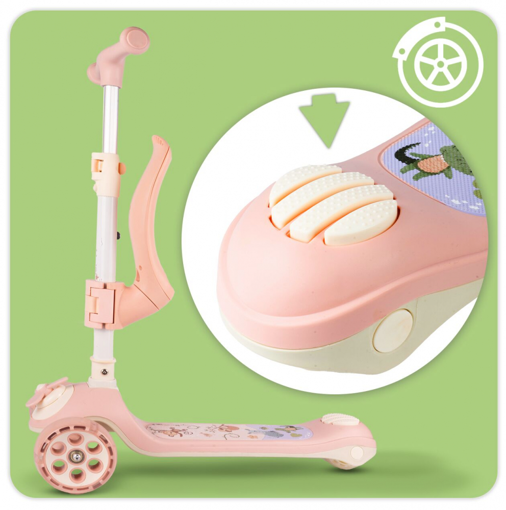 Trotineta Malplay 3in1 Pink - Pliabilă cu LED - imagine 3