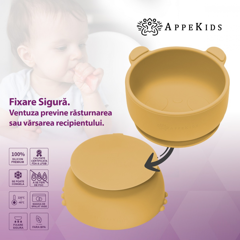 Bol Silicon cu Ventuza AppeKids Little Bear - imagine 3